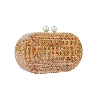 Rattan Acrylic Clutch W Pearl