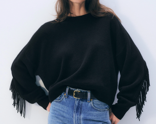 Cashmere Blend Luxe Fringe Crew