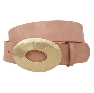 Metal Oval Buckle Belt, Blush