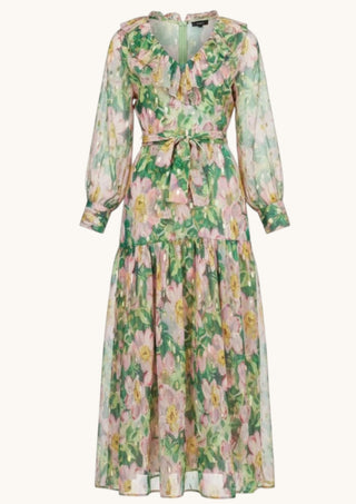 Golden Magnolia Ruffles Maxi Dress