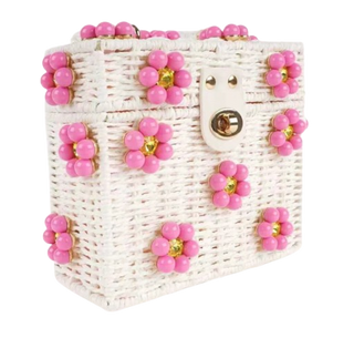 Rattan Daisy Bag, Pink Paradise