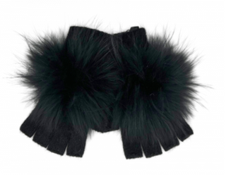 Angora Pom Handwarmer, Black