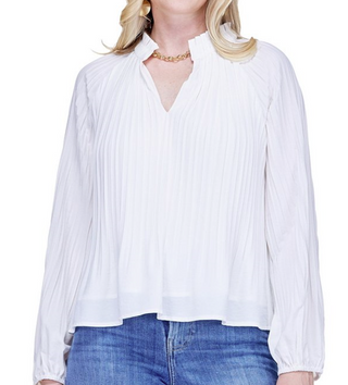 Pleaty Peasant Top, White