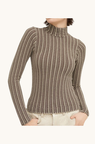 Pointelle Mock Neck, French Roast