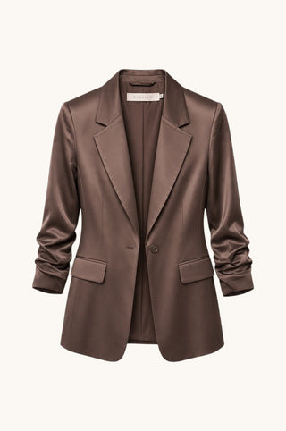 Shiny Ruched Sleeve Blazer
