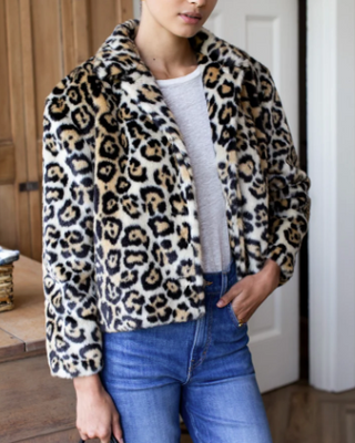 Short 60s Coat - Leopard Fur
