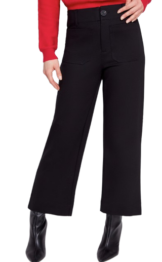 Knit Button Front Pant, Black