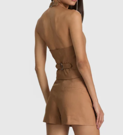 Erica Collarless Deep V Neck Vest