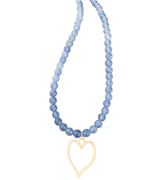 Beads Heart Necklace, Blue