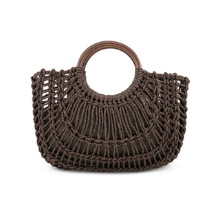 Oslo Straw Bag, Chocolate