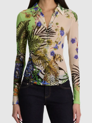 Jade Mesh Button Down, Citrus