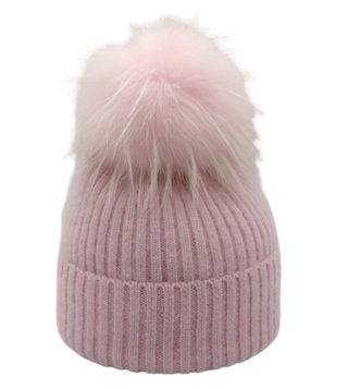 Angora/Wool Hat, Blush