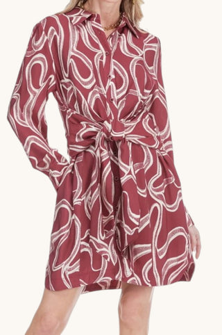Red Ribbons Shirt Dress