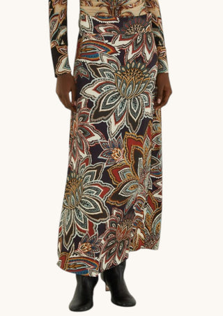 Tapestry Flowers Beige Maxi Skirt