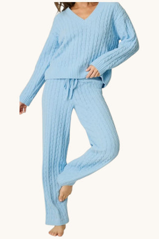 Cozy Chenille 3 Piece PJ Set, Cloud Blue