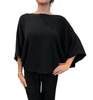 Batwing Knit Top, Black