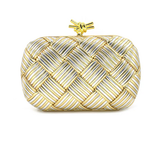 Woven Evening Clutch, Gold