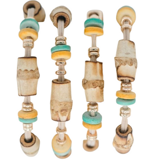 Bamboo Hair Tie Set - Turquoise / Yellow