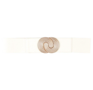 Round Metal Swirl Belt, White
