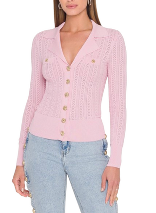 Charlotte Rib Cardigan, Rose
