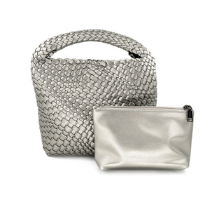 Woven Mini Hobo, Silver