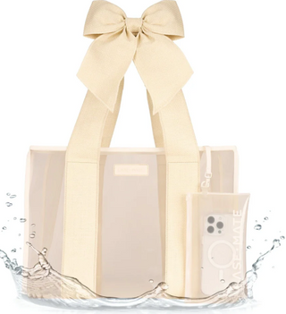 Ecru Raffia Bow Jelly Tote