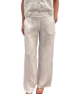 Linen Palazzo Pant, White