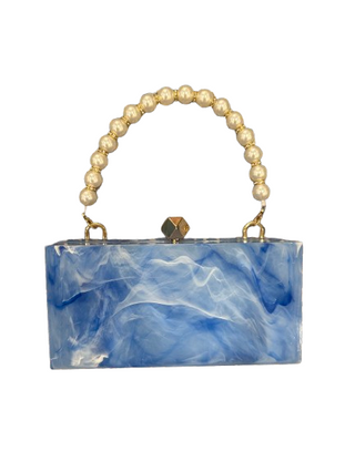 Pearl Chan Marble Clutch, Blue