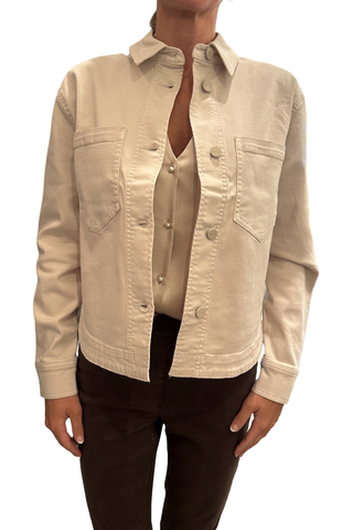 Woven Button Down Jacket, Oyster