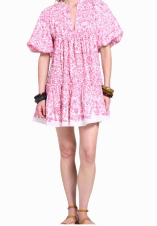 Cruz Mini Dress, Pink Tiare