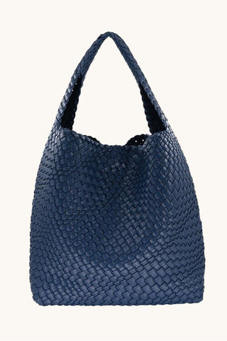 Woven Hobo Tote, Navy BC HANDBAGS