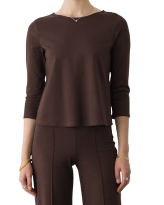 Ponte Knit 3/4 Sleeve Top