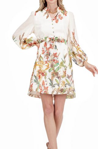 Wild Bloom Stand Collar Dress