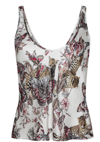 Eddie Bias Tank Top, White Butterfly