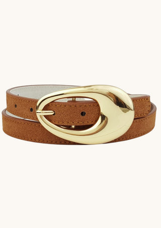 Tear Drop Buckle Belt, Brown