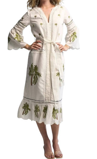 Tania Palm Dress, White
