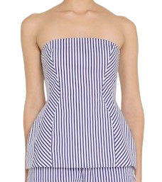 Linda Top, Blue/Ivory