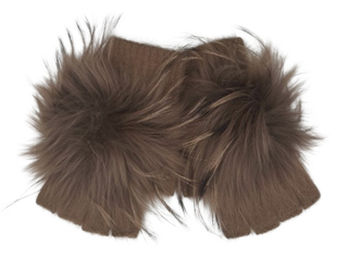 Angora Pom Handwarmer, Mocha