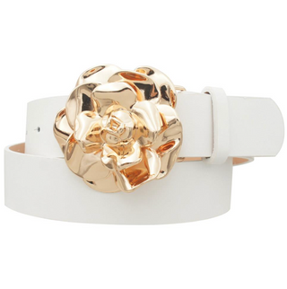 Bloom Buckle Belt, White