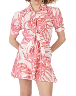 Iris Mini Dress, Pink Palm