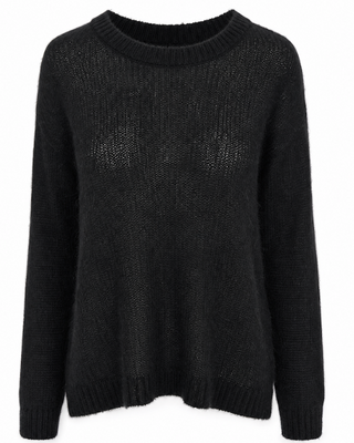 Sheer Mohair Crew, Black