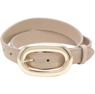 Genuine Suede Metal Belt, Taupe