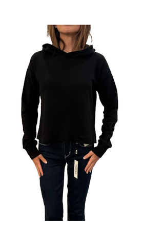Hi Lo Crop Hoodie, Black