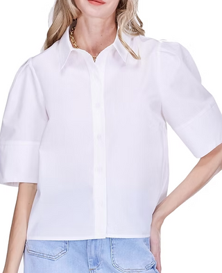 Lantern Sleeve Blouse, White