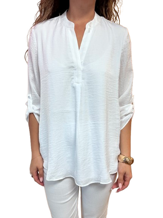 Tab Sleeve Airflow Blouse, White