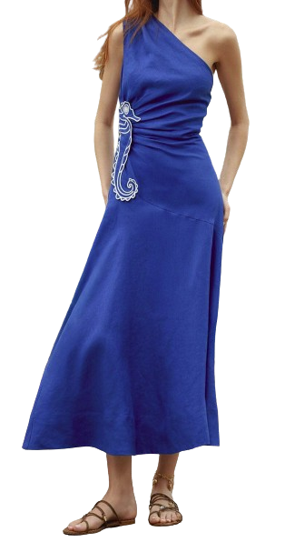 Seahorse One Shoulder Maxi Dress