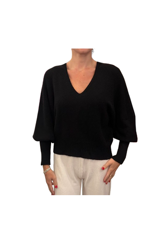 Bubble Sleeve Sweater, Black