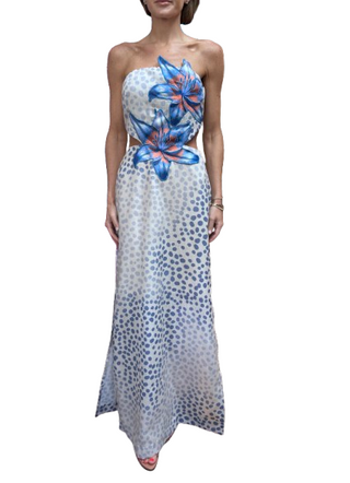 Flower Polka Dot Strapless Dress