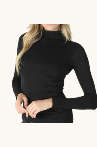 Long Sleeve Mock Neck, Black