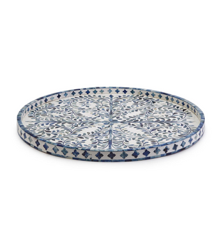 Blue/White Inlaid Decor Round Tray